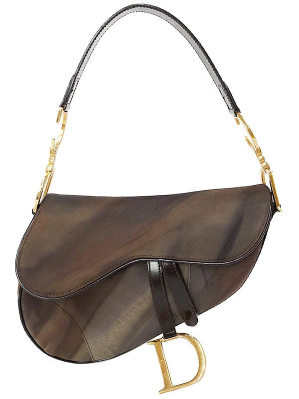 Christian Dior Satin Watercolor Saddle Bag John Galliano brown